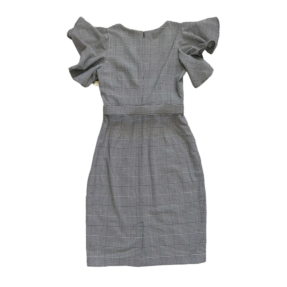 Preppy Eliza J Glen Plaid Ruffle Sleeve Sheath Dress 8 Career Belted Workwear - Picture 6 of 6
